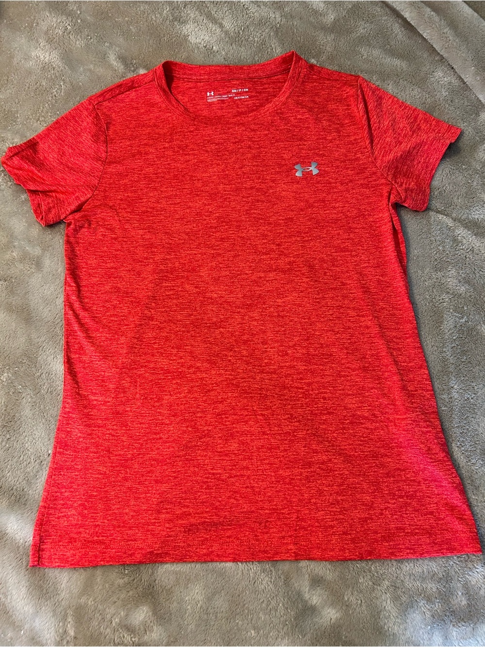 Under Armour Tech Crew Neck Orange Heathered Short Sleeve Performance Tee